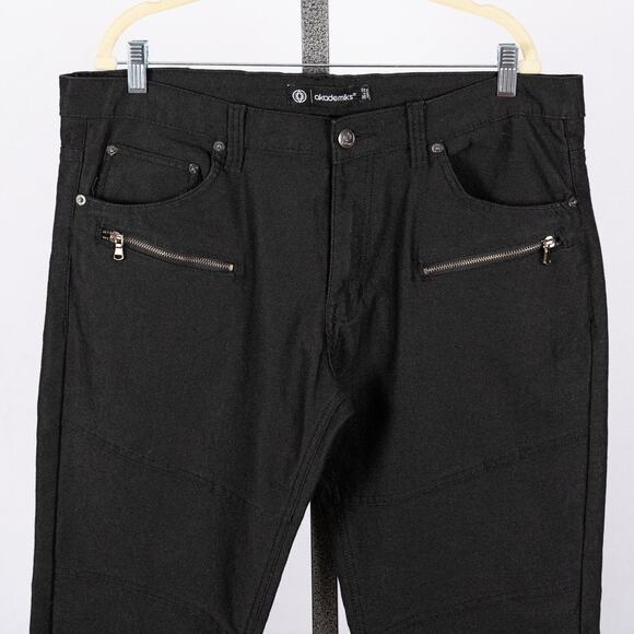 Akademiks Men's Black Denim Zip Pocket Jeans SZ 36 Streetwear Y2K Hip Hop Retro